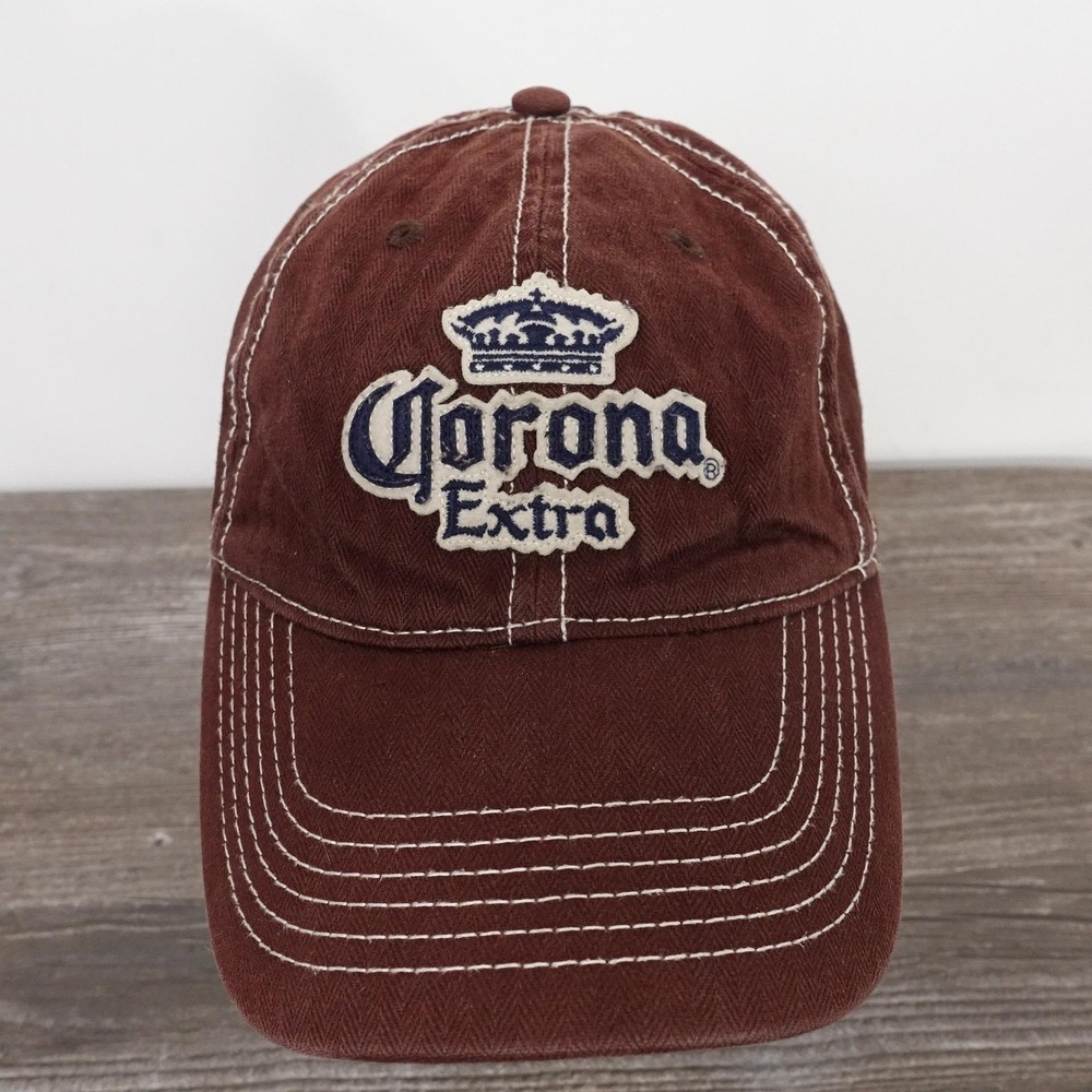 Corona Extra Hat Cap Strap Back Mens One Size Brown Embroidered Patch Beer